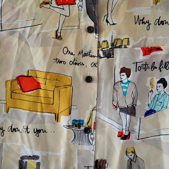 KATE SPADE PRINTED 100% SILK BLOUSE WOMENS SIZE 00 - Picture 8 of 9